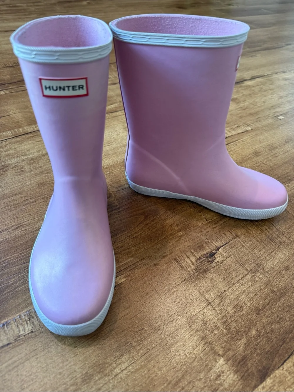 Hunter Kids First Nebula Rain Boot in Iridescent Pink with White Trim